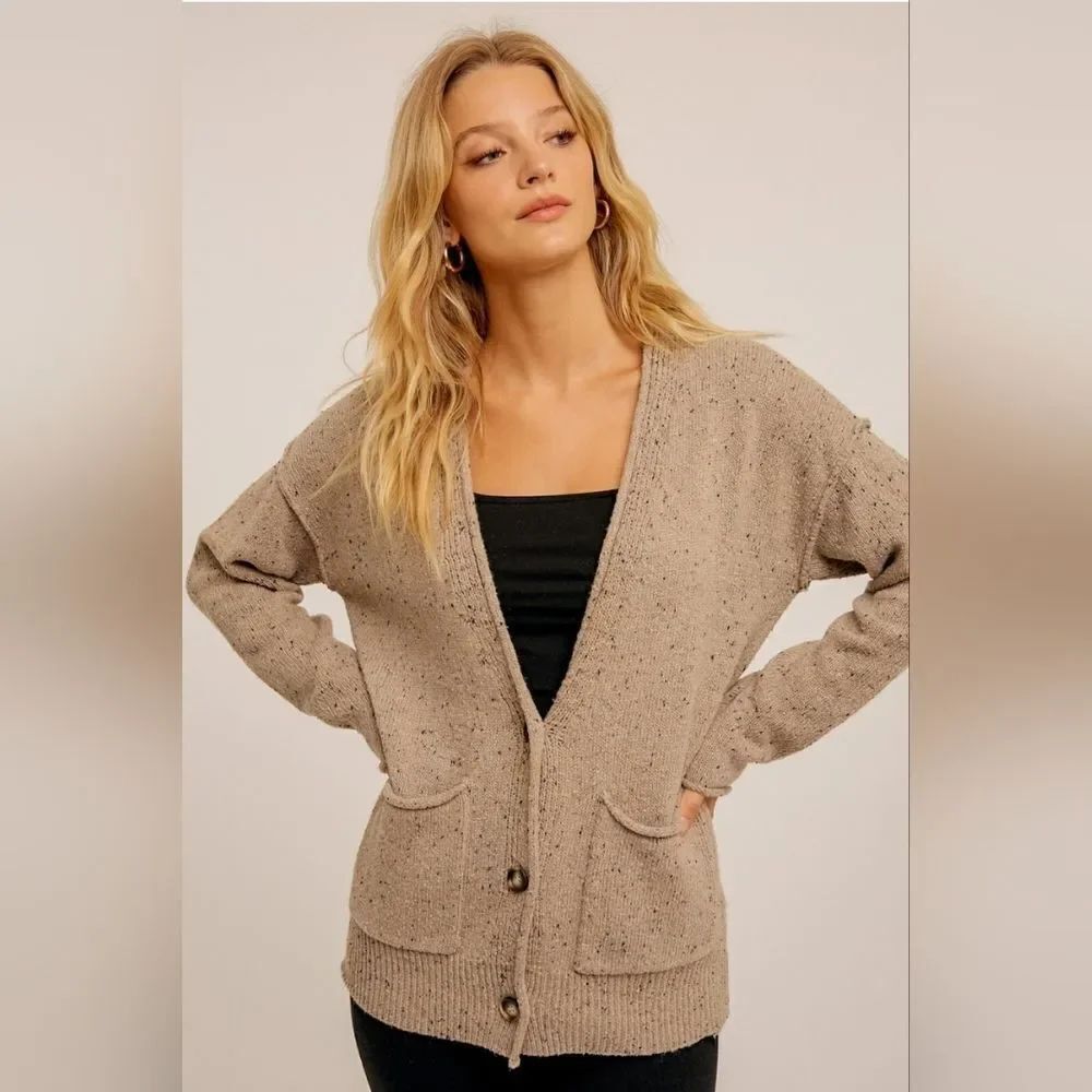 🩵NWT Hem & Thread Tan Long Sleeve Cardigan Sweater Small